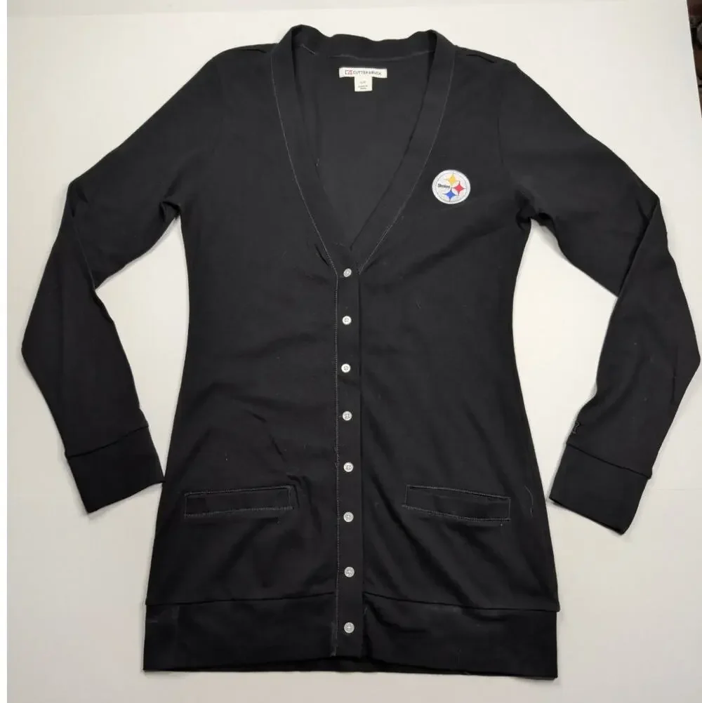 Pittsburgh Steelers Cutter & Buck Lakemont Victory Women's Black Cardigan Sz S/P